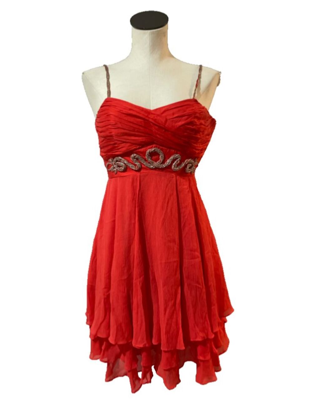 Karen Millen Women's Red Silk Cocktail Mini Dress size 2US/8UK/36 EU Embellished